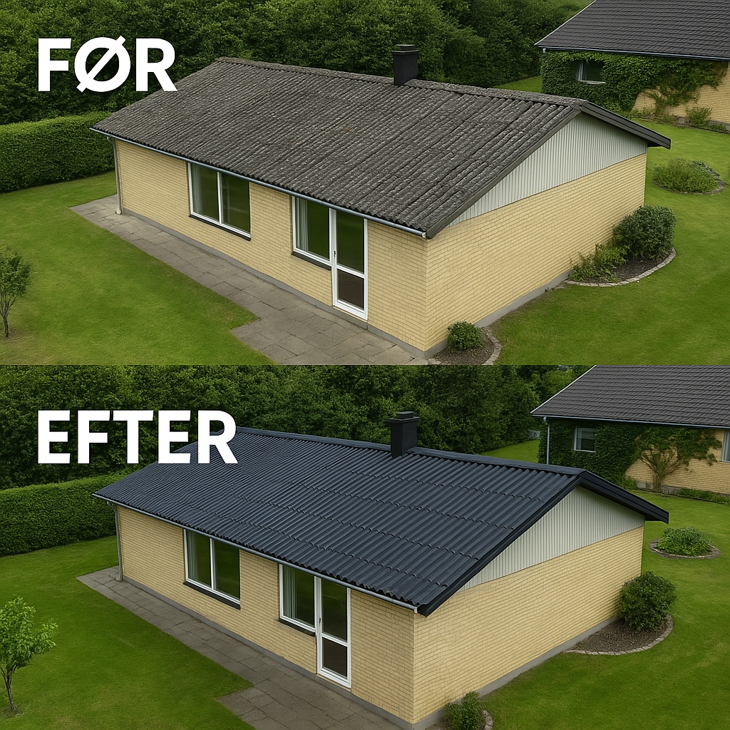 Før og efter tagmaling